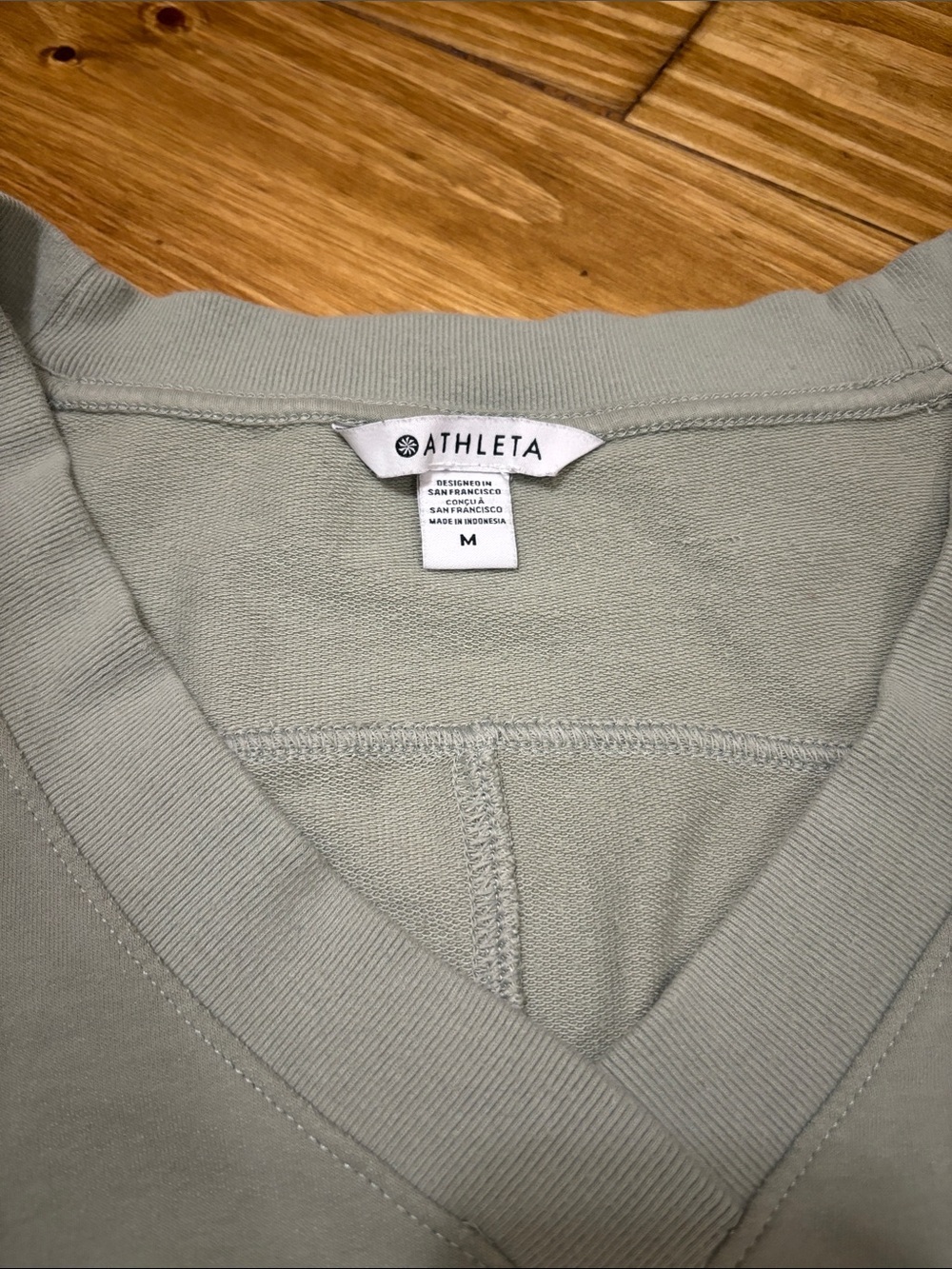Athleta Retroterry Sleeveless V-neck Sweatshirt in Sage Green Size Medium - Picture 2 of 3